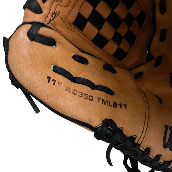 WILSON 11” Youth RHT Baseball Glove A0350 TMLB11 Leather Black Tan - Picture 6 of 6